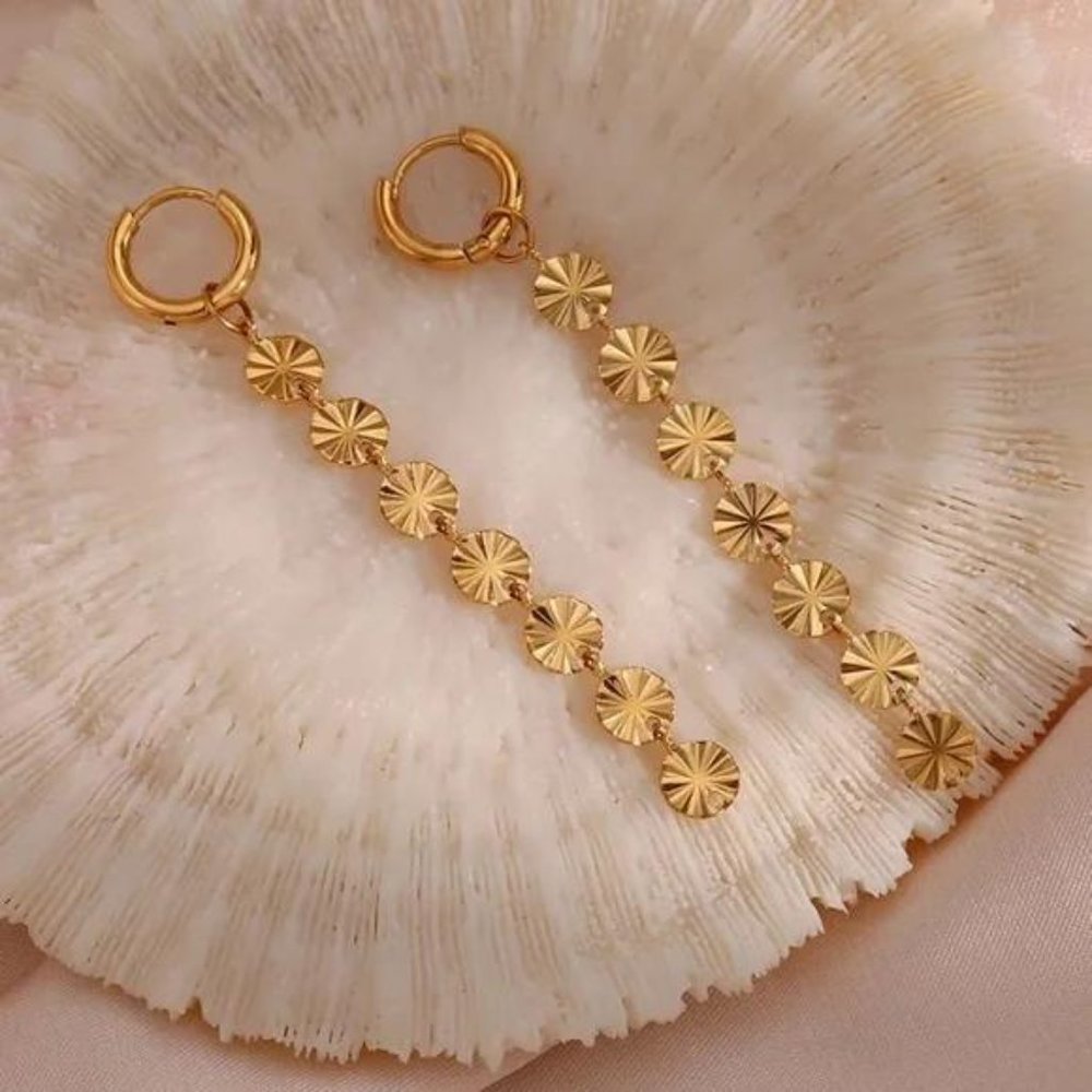 NEW TASSEL CHAIN 18K GOLD DANGLE DROP EARRINGS - Picture 3 of 6